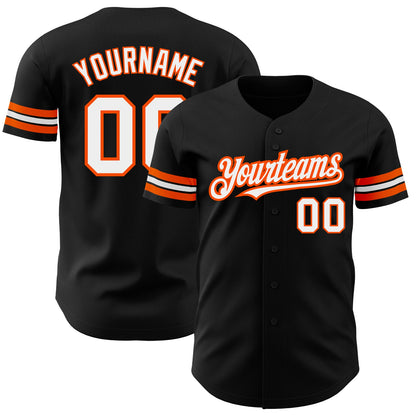 Custom Black White-Orange Authentic Baseball Jersey - Sky-Custom
