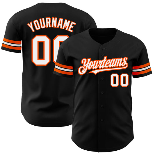 Custom Black White-Orange Authentic Baseball Jersey - Sky-Custom