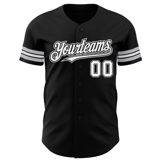 Custom Black White-Gray Authentic Baseball Jersey - Sky-Custom