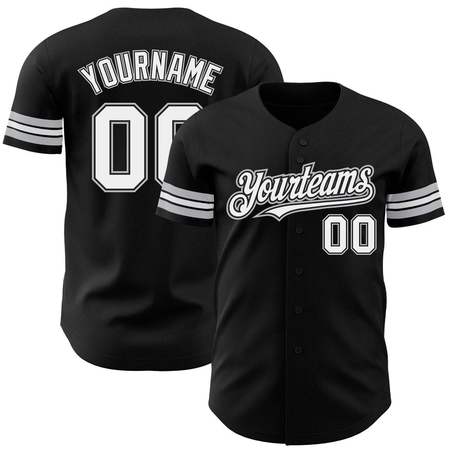 Custom Black White-Gray Authentic Baseball Jersey - Sky-Custom