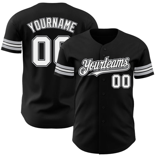 Custom Black White-Gray Authentic Baseball Jersey - Sky-Custom