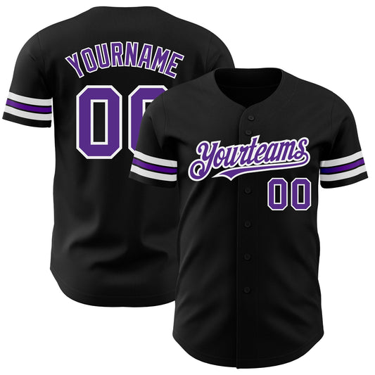 Custom Black Purple=White Authentic Baseball Jersey - Sky-Custom