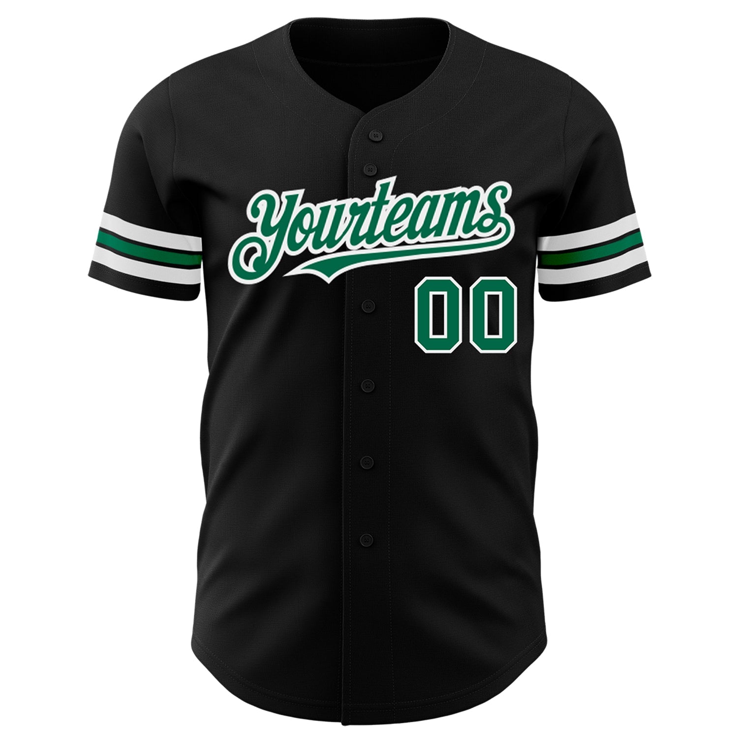Custom Black Kelly Green=White Authentic Baseball Jersey - Sky-Custom
