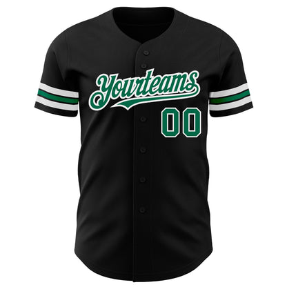 Custom Black Kelly Green=White Authentic Baseball Jersey - Sky-Custom