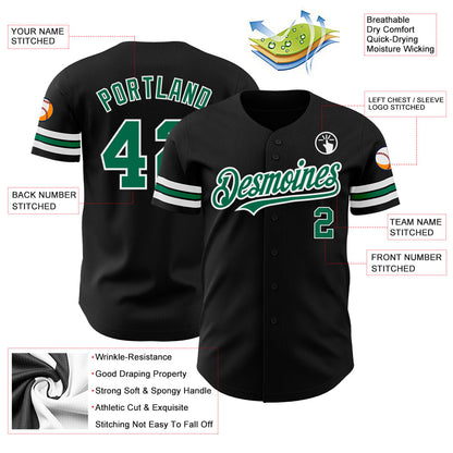 Custom Black Kelly Green=White Authentic Baseball Jersey - Sky-Custom