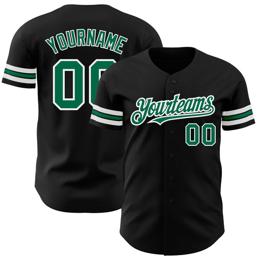 Custom Black Kelly Green=White Authentic Baseball Jersey - Sky-Custom