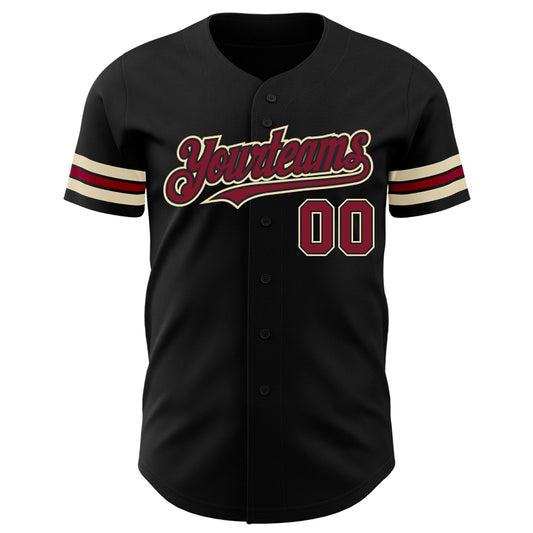 Custom Black Crimson-City Cream Authentic Baseball Jersey - Sky-Custom