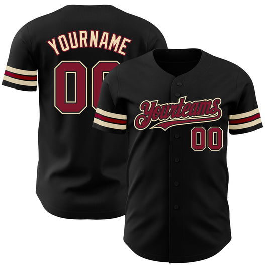 Custom Black Crimson-City Cream Authentic Baseball Jersey - Sky-Custom