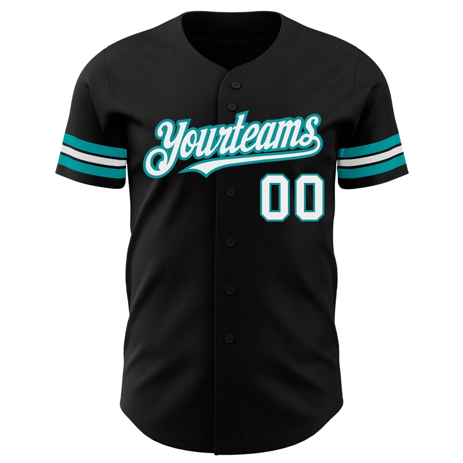 Custom Black White-Teal Authentic Baseball Jersey - Sky-Custom