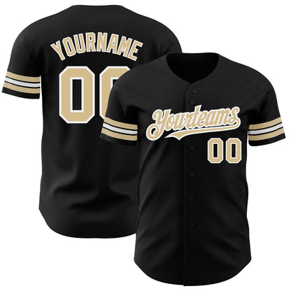 Custom Black Vegas Gold-White Authentic Baseball Jersey - Sky-Custom