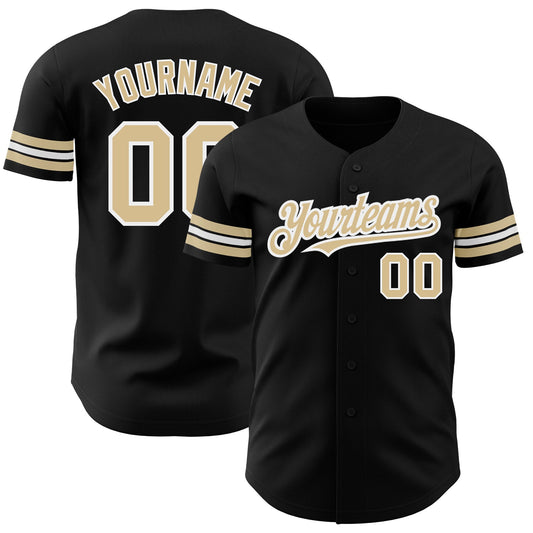 Custom Black Vegas Gold-White Authentic Baseball Jersey - Sky-Custom