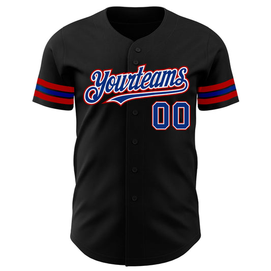Custom Black Royal-Red Authentic Baseball Jersey - Sky-Custom