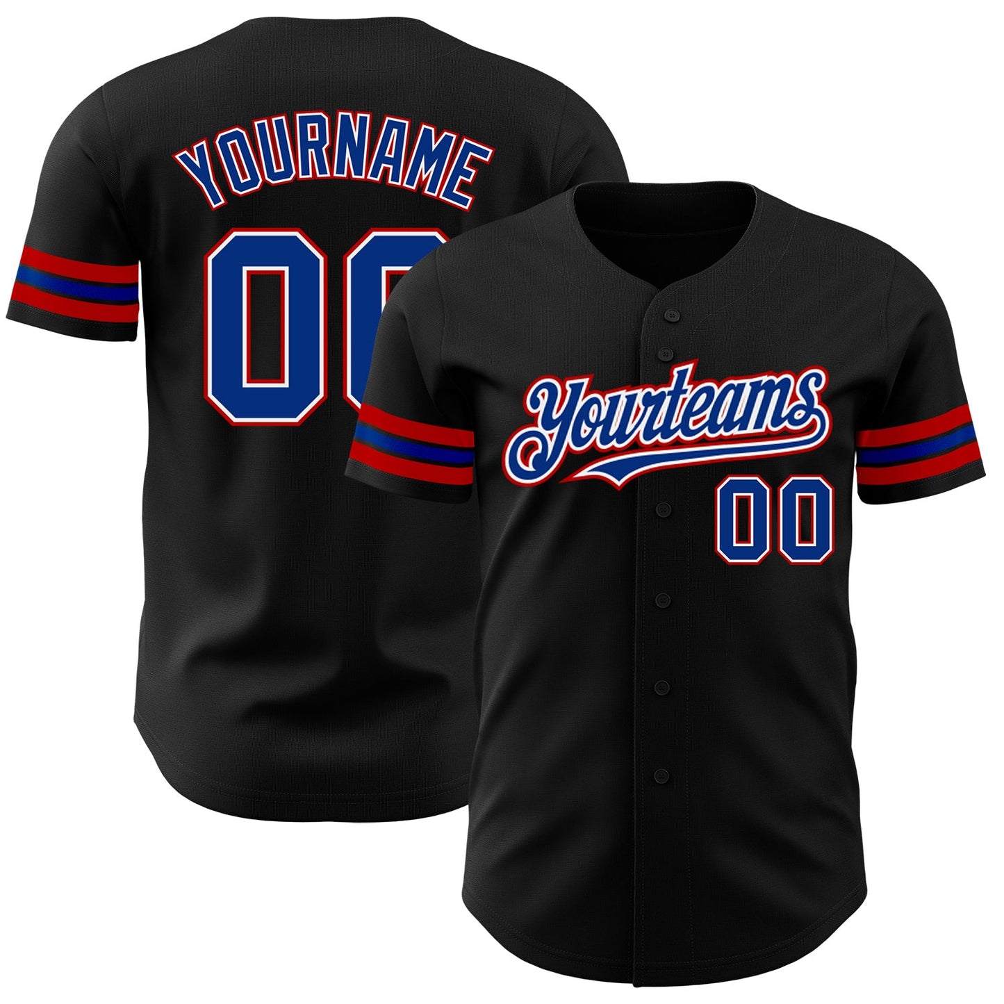Custom Black Royal-Red Authentic Baseball Jersey - Sky-Custom