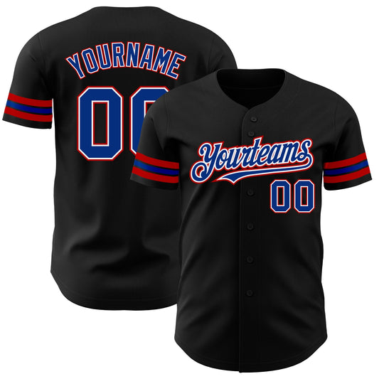 Custom Black Royal-Red Authentic Baseball Jersey - Sky-Custom