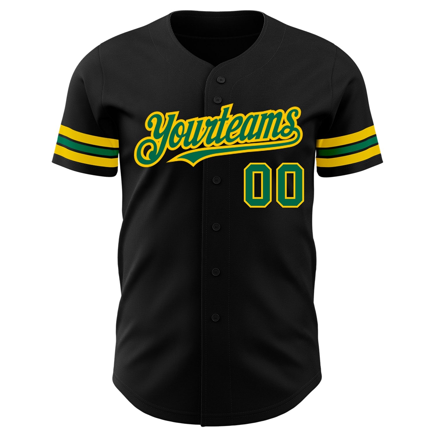 Custom Black Kelly Green-Yellow Authentic Baseball Jersey - Sky-Custom