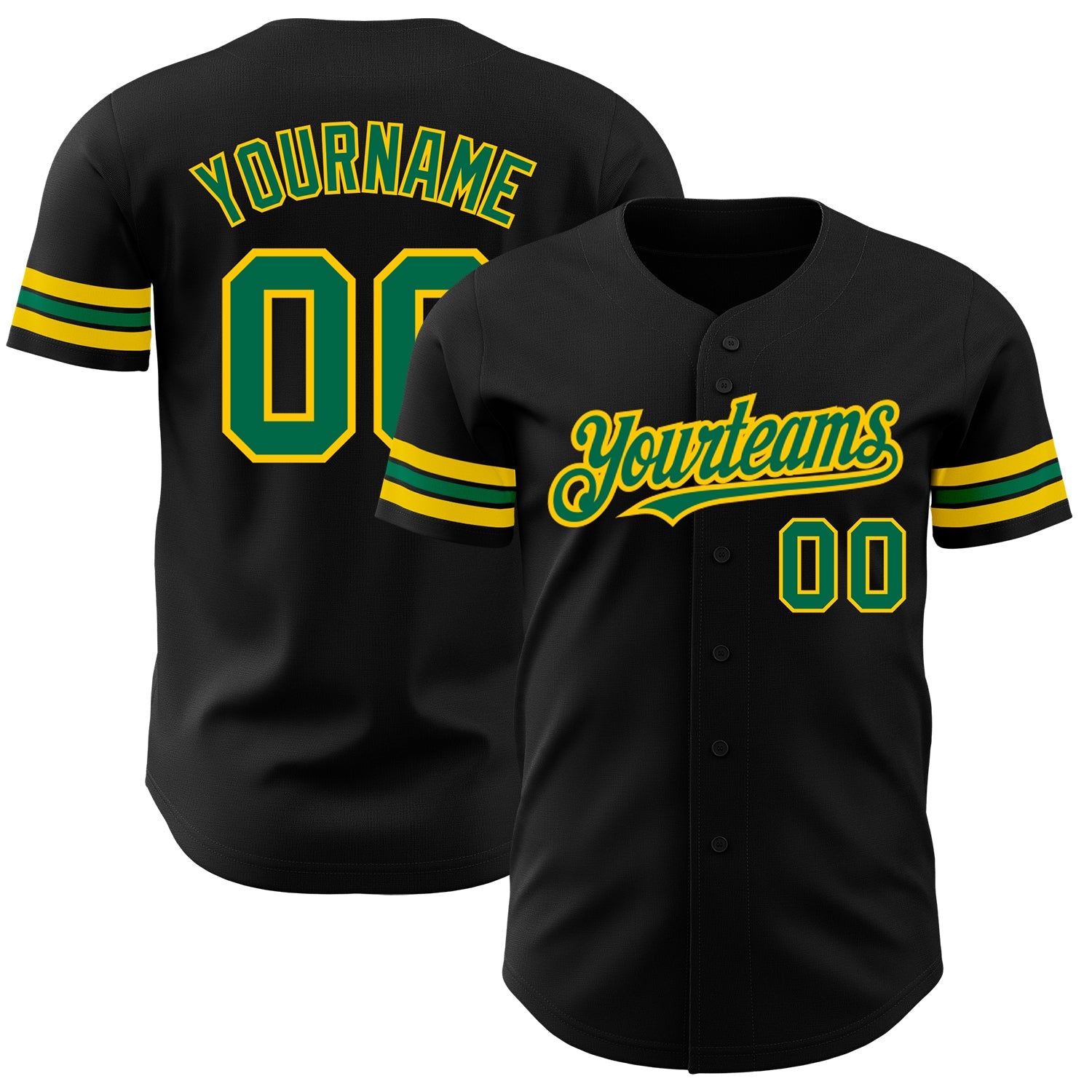 Custom Black Kelly Green-Yellow Authentic Baseball Jersey - Sky-Custom