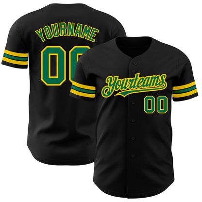 Custom Black Kelly Green-Yellow Authentic Baseball Jersey - Sky-Custom