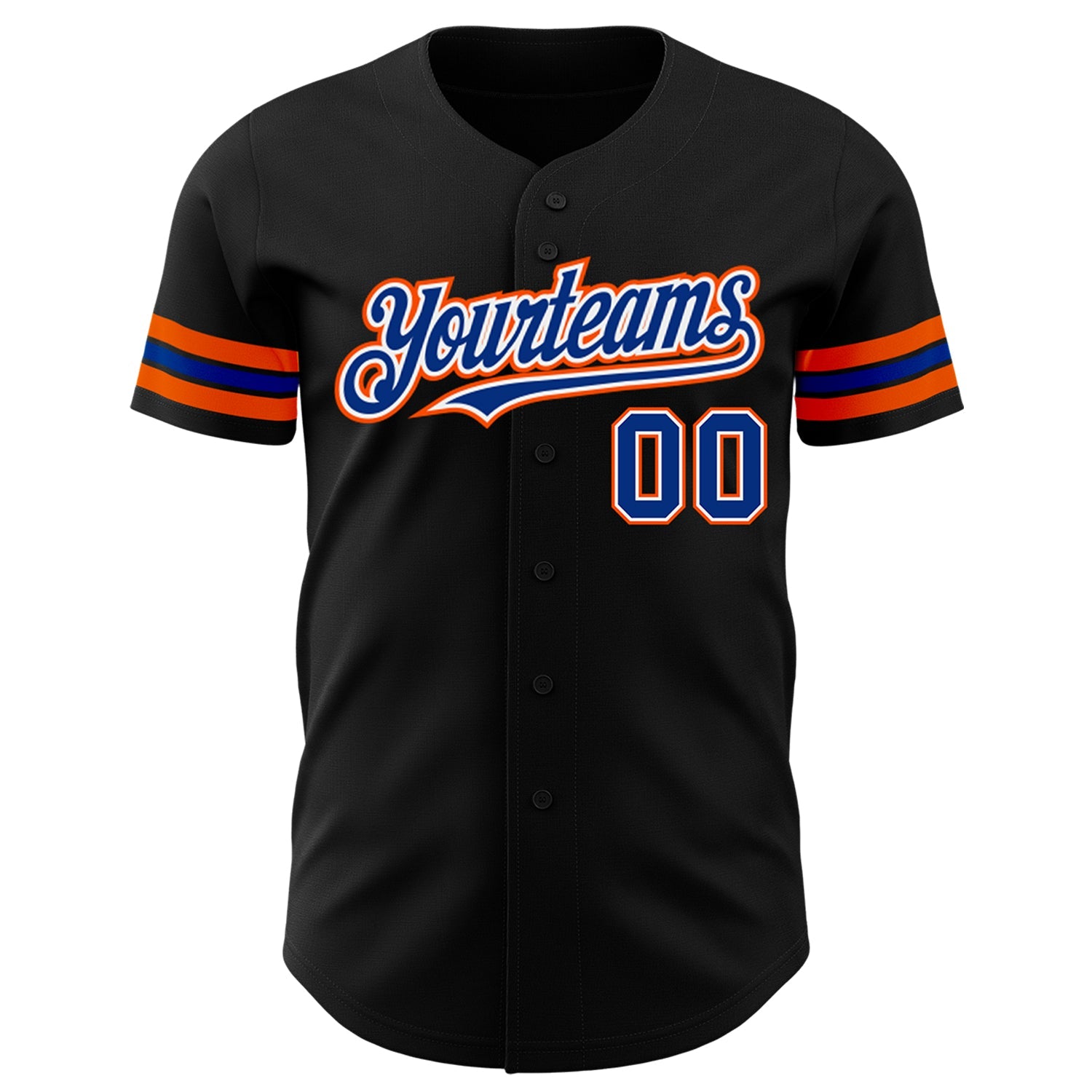 Custom Black Royal-Orange Authentic Baseball Jersey - Sky-Custom