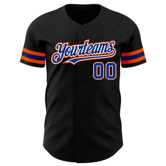 Custom Black Royal-Orange Authentic Baseball Jersey - Sky-Custom