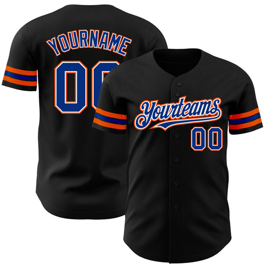 Custom Black Royal-Orange Authentic Baseball Jersey - Sky-Custom