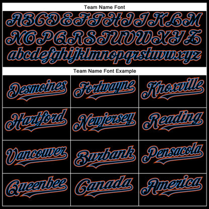 Custom Black Electric Blue-Orange Authentic Baseball Jersey - Sky-Custom