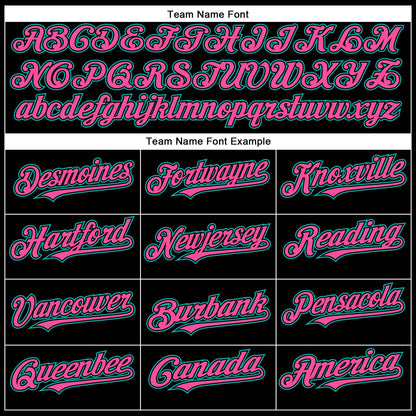 Custom Black Aqua-Pink Authentic Baseball Jersey - Sky-Custom