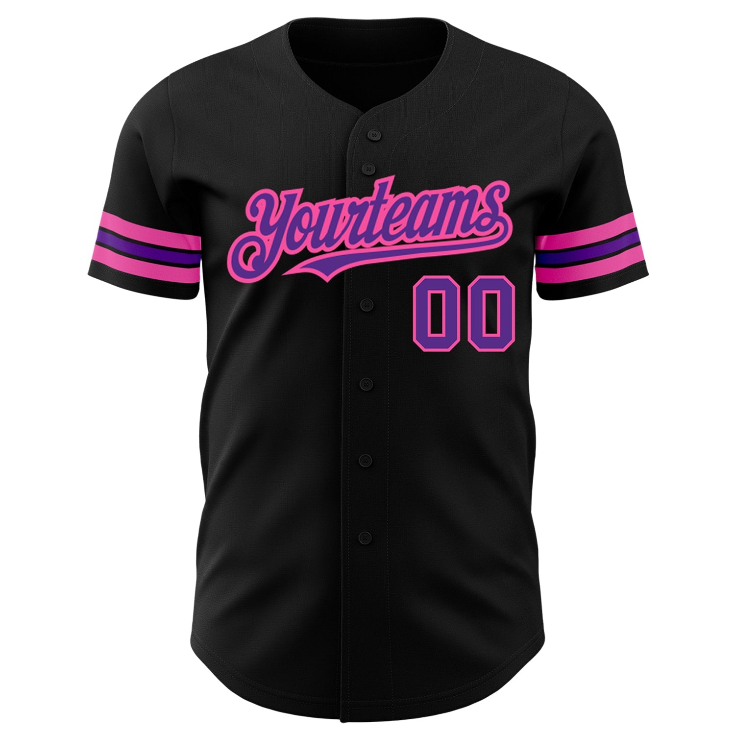 Custom Black Purple-Pink Authentic Baseball Jersey - Sky-Custom