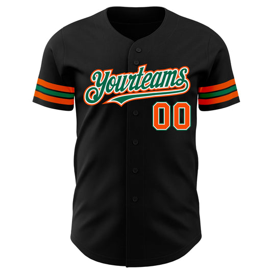 Custom Black Orange-Kelly Green Authentic Baseball Jersey - Sky-Custom