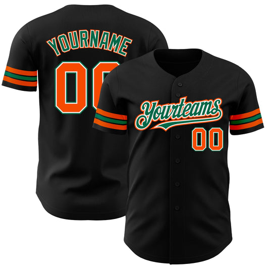 Custom Black Orange-Kelly Green Authentic Baseball Jersey - Sky-Custom