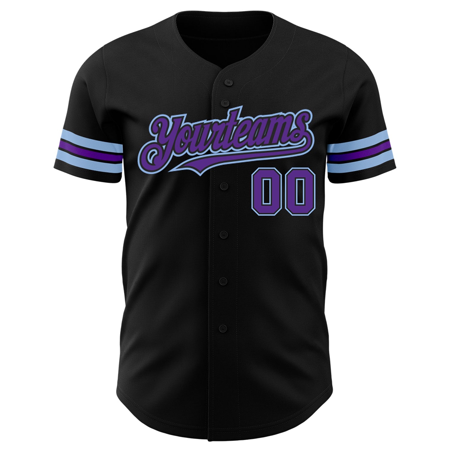 Custom Black Purple-Light Blue Authentic Baseball Jersey - Sky-Custom