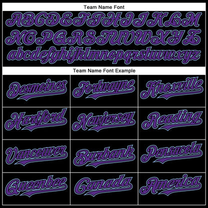 Custom Black Purple-Light Blue Authentic Baseball Jersey - Sky-Custom