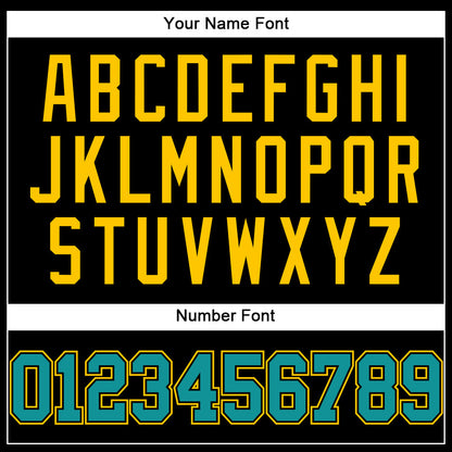 Custom Black Teal-Yellow Authentic Baseball Jersey - Sky-Custom