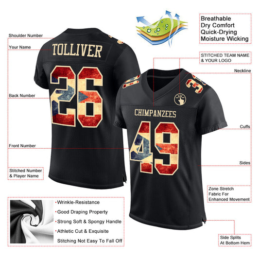 Custom Black Vintage Puerto Rican Flag-City Cream Mesh Authentic Football Jersey - Sky-Custom