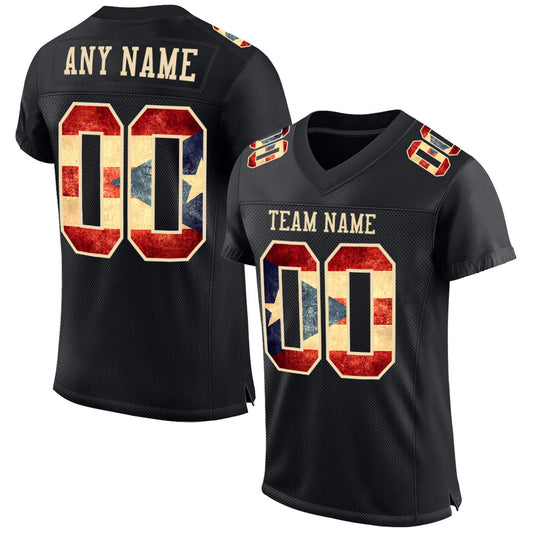 Custom Black Vintage Puerto Rican Flag-City Cream Mesh Authentic Football Jersey - Sky-Custom