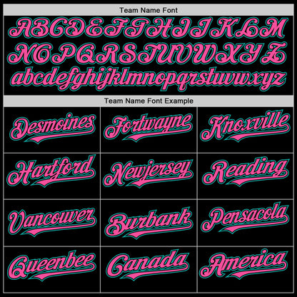 Custom Black Pink Pinstripe Aqua Authentic Sleeveless Baseball Jersey - Sky-Custom