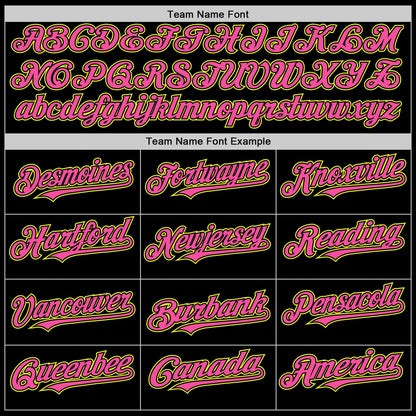Custom Black Pink Pinstripe Neon Yellow Authentic Sleeveless Baseball Jersey - Sky-Custom