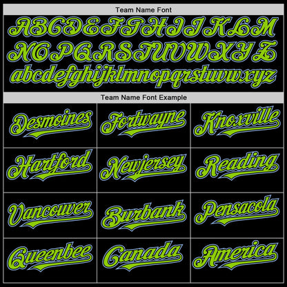 Custom Black Neon Green Pinstripe Light Blue Authentic Sleeveless Baseball Jersey - Sky-Custom