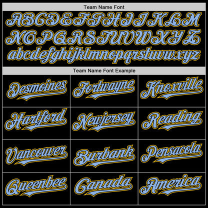 Custom Black Light Blue Pinstripe Yellow Authentic Sleeveless Baseball Jersey - Sky-Custom