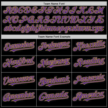 Custom Black Old Gold Pinstripe Purple Authentic Sleeveless Baseball Jersey - Sky-Custom
