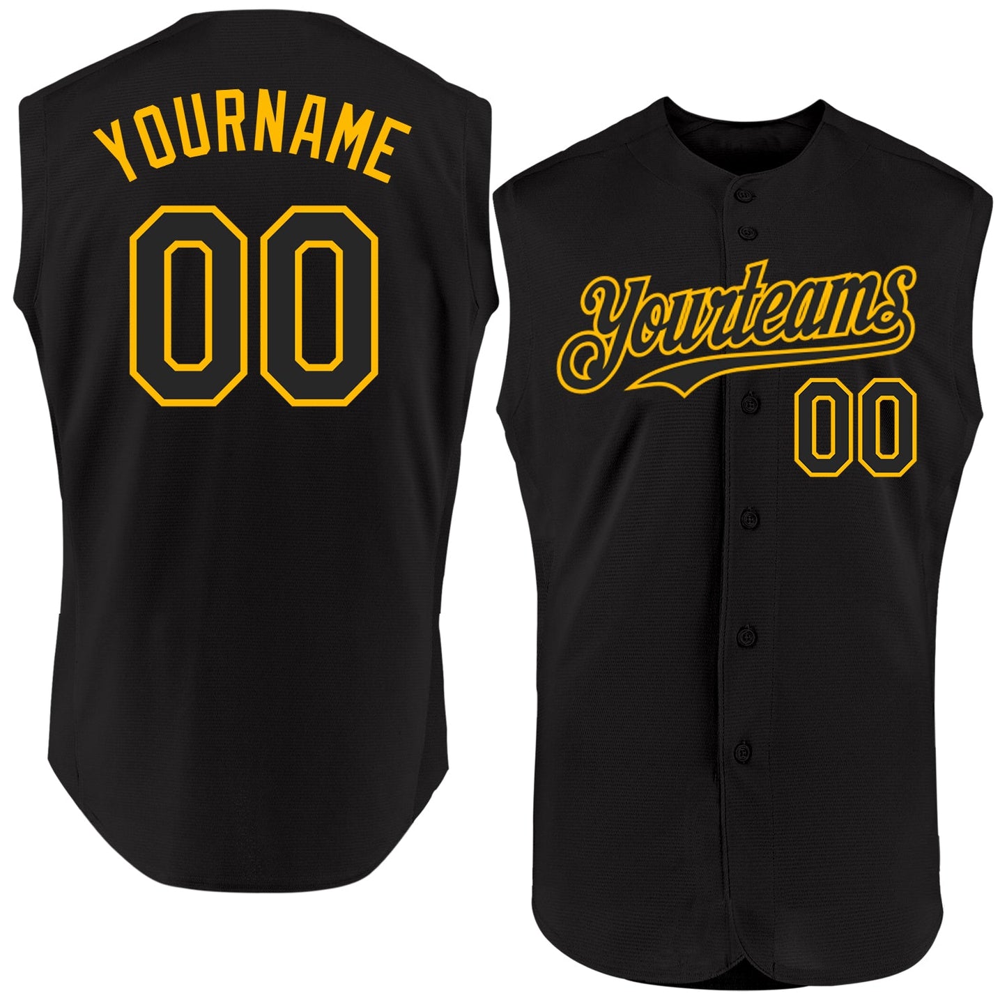 Custom Black Gold Authentic Sleeveless Baseball Jersey - Sky-Custom