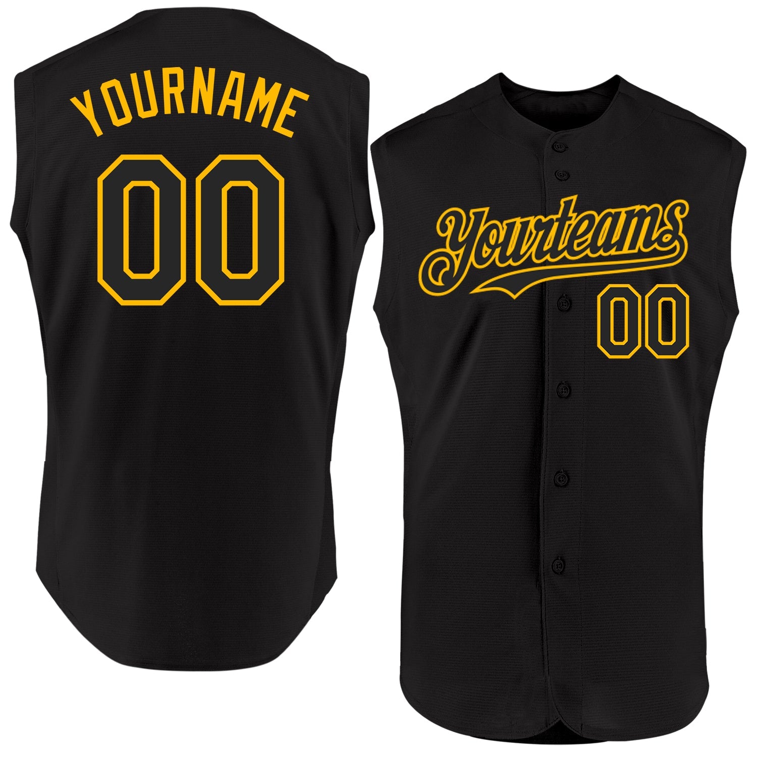 Custom Black Gold Authentic Sleeveless Baseball Jersey - Sky-Custom
