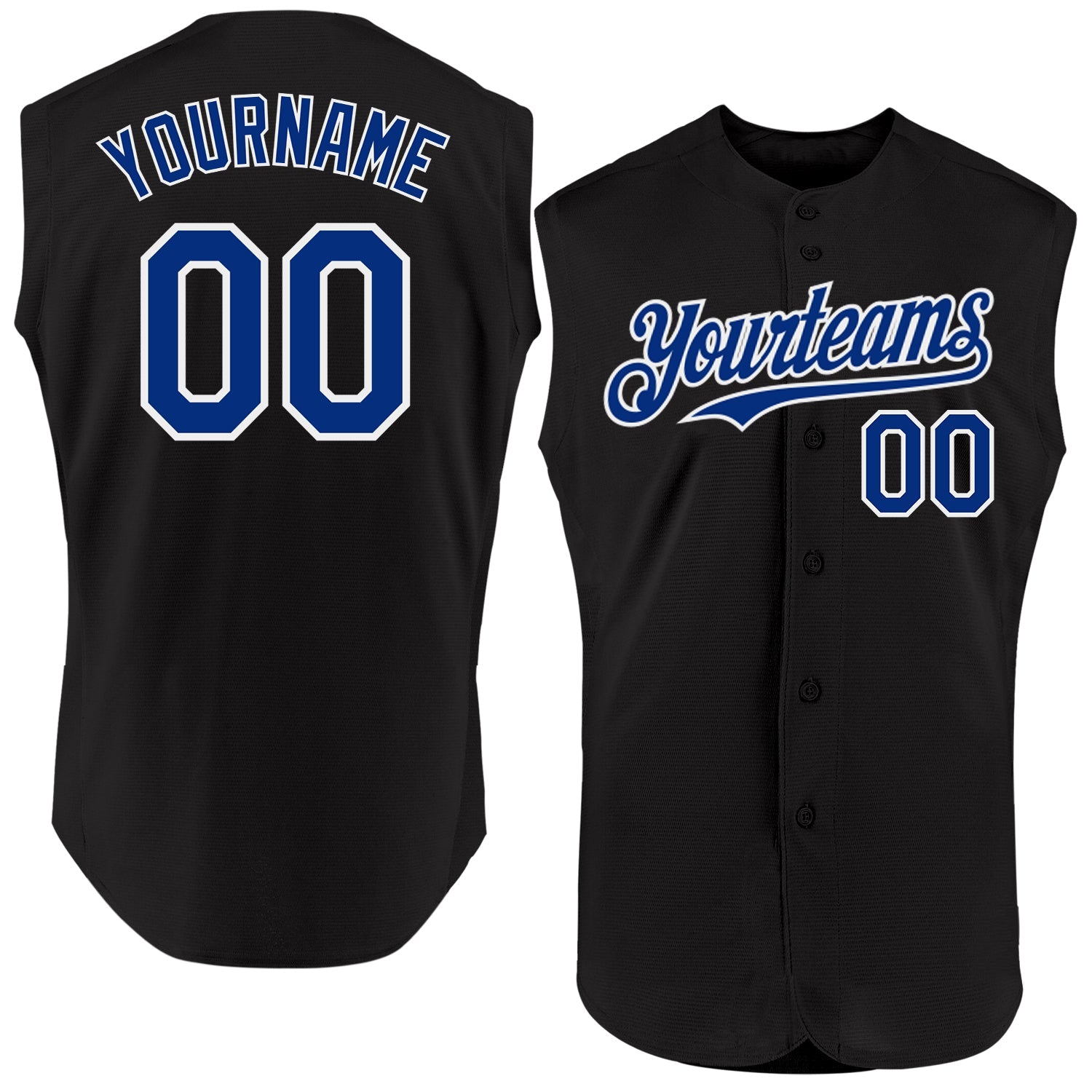 Custom Black Royal-White Authentic Sleeveless Baseball Jersey - Sky-Custom