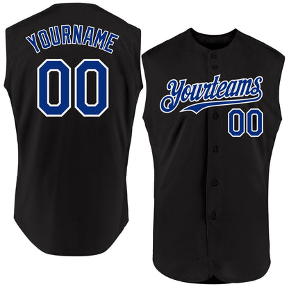 Custom Black Royal-White Authentic Sleeveless Baseball Jersey - Sky-Custom