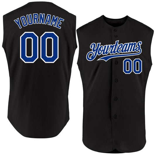 Custom Black Royal-White Authentic Sleeveless Baseball Jersey - Sky-Custom