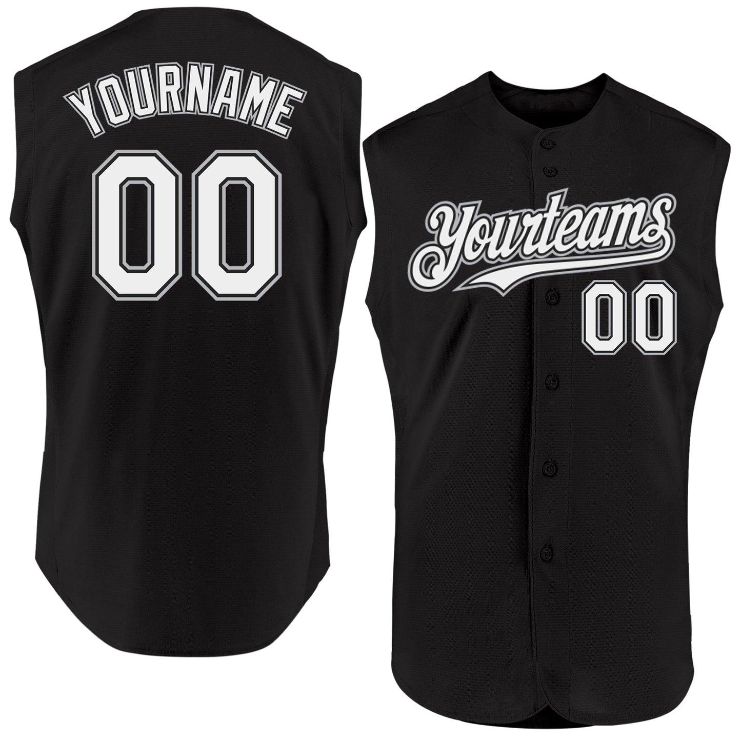 Custom Black White-Gray Authentic Sleeveless Baseball Jersey - Sky-Custom