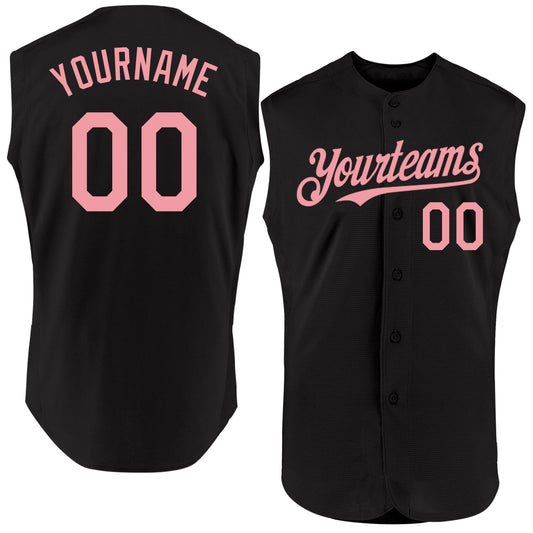 Custom Black Medium Pink Authentic Sleeveless Baseball Jersey - Sky-Custom