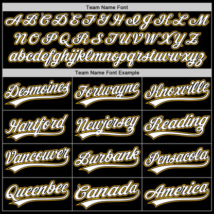 Custom Black White-Gold Authentic Throwback Baseball Jersey - Sky-Custom