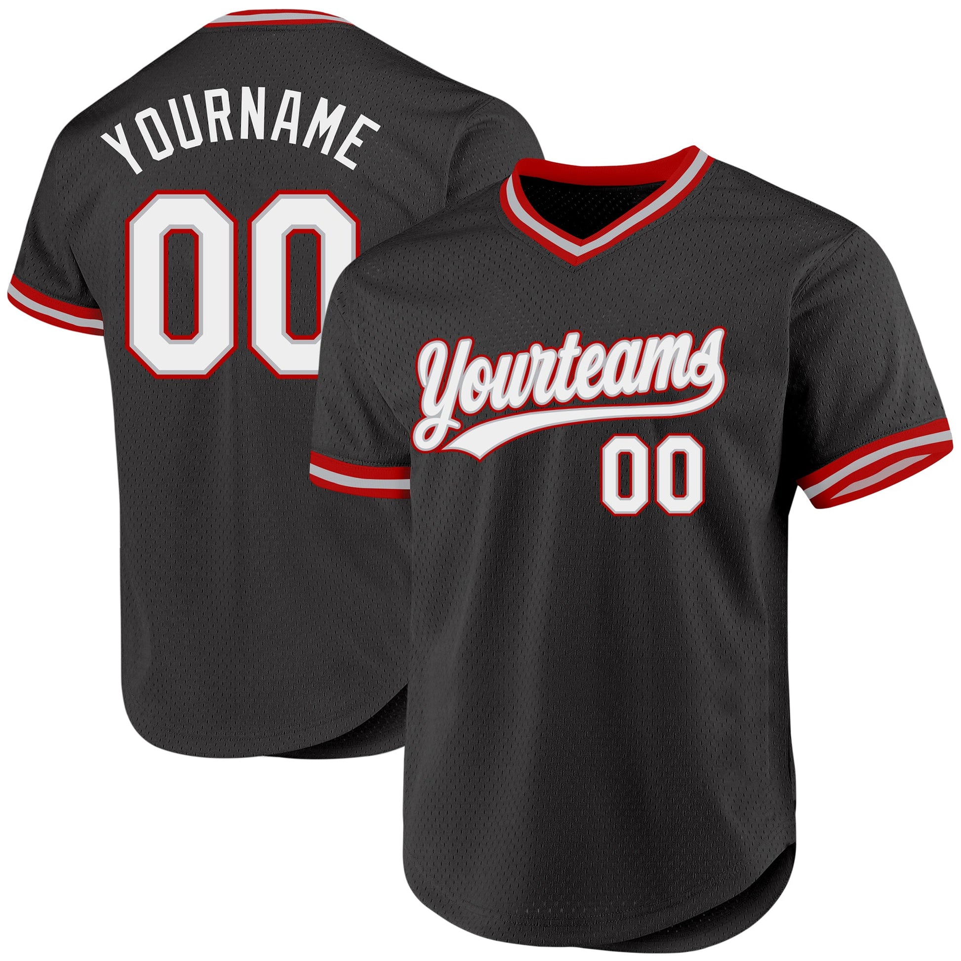 Custom Black Gray-Red Authentic Throwback Baseball Jersey - Sky-Custom