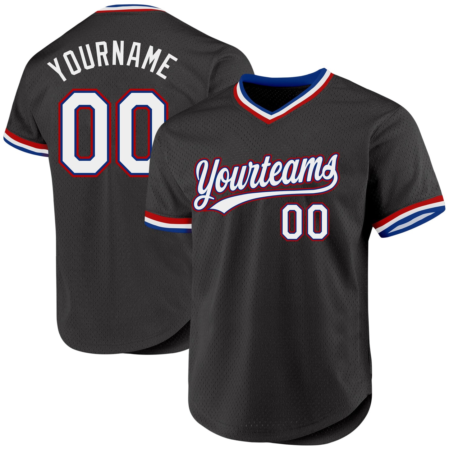 Custom Black Royal-Red Authentic Throwback Baseball Jersey - Sky-Custom