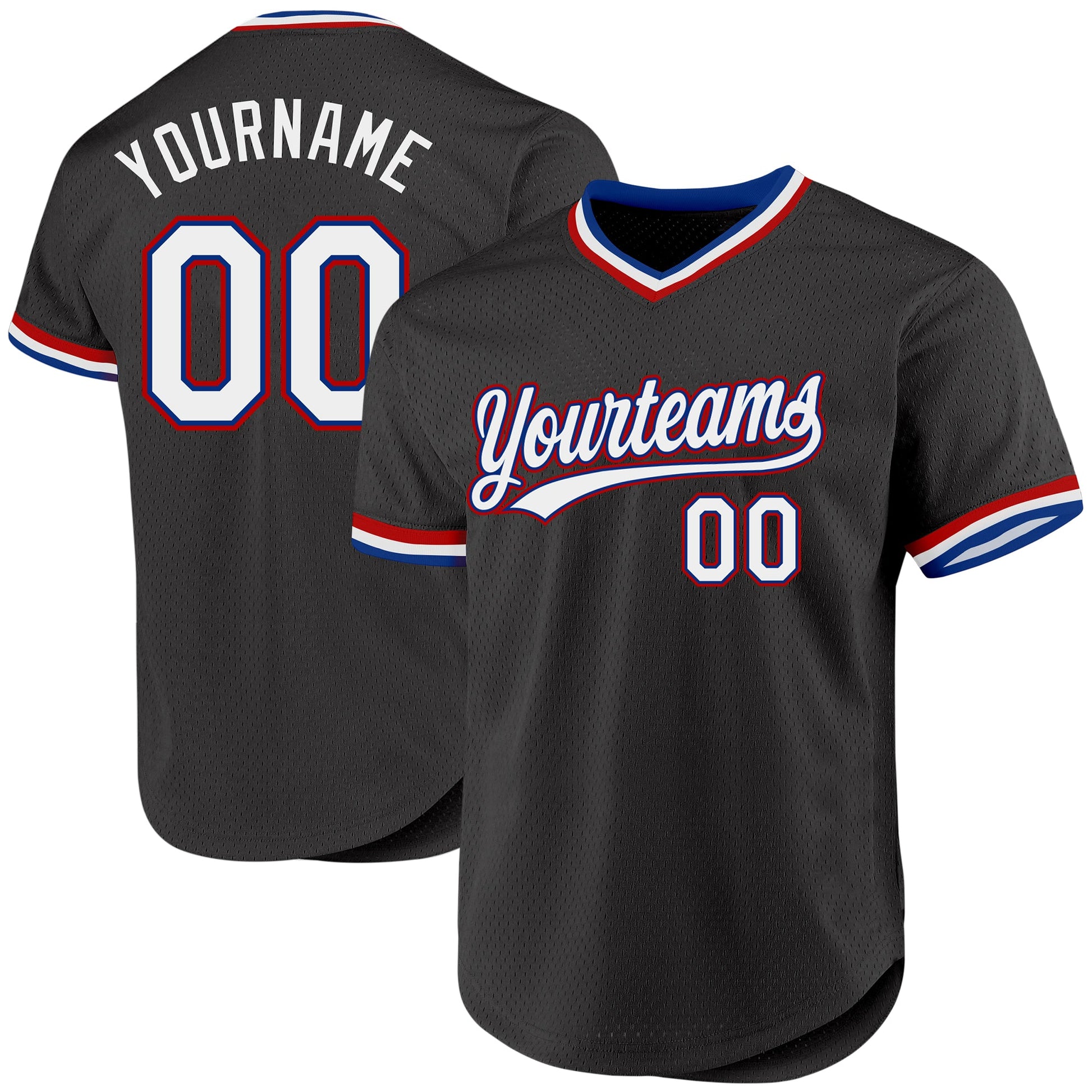 Custom Black Royal-Red Authentic Throwback Baseball Jersey - Sky-Custom
